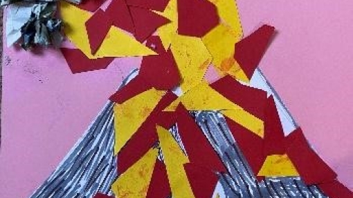 A vibrant piece of art by a primary school pupil depicting sunny weather 