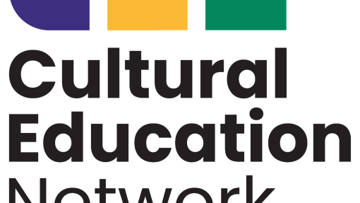 Logo of the Cultural Education Network featuring three colorful geometric shapes above bold black text 'Cultural Education Network', with a smaller subtitle 'POWERED BY ARTS COUNCIL ENGLAND'.