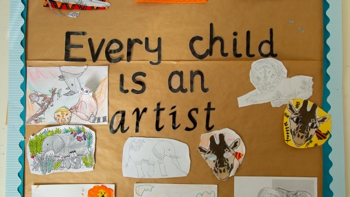 Wall art with Every child is an artist text