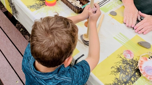 Child taking part in art activity