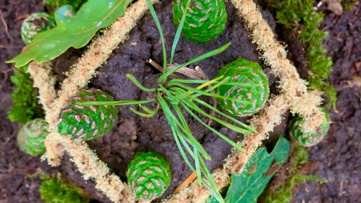 Close up of art activity on the ground