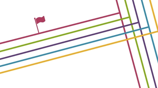 coloured lines with flag