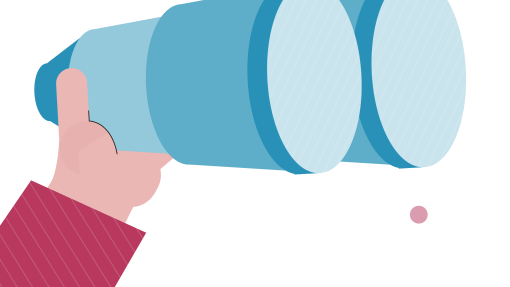 Hand holding binoculars illustration 