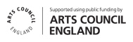 A black and white logo that says Arts Council England in bold writing.