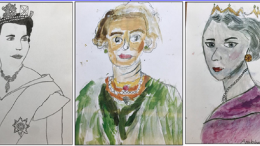 Three paintings of The Queen. 