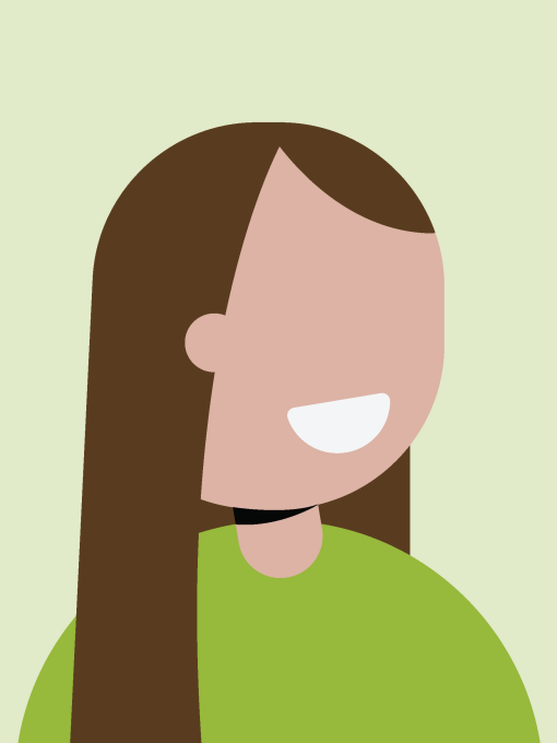 An avatar of a woman with long brown hair and a green top. 
