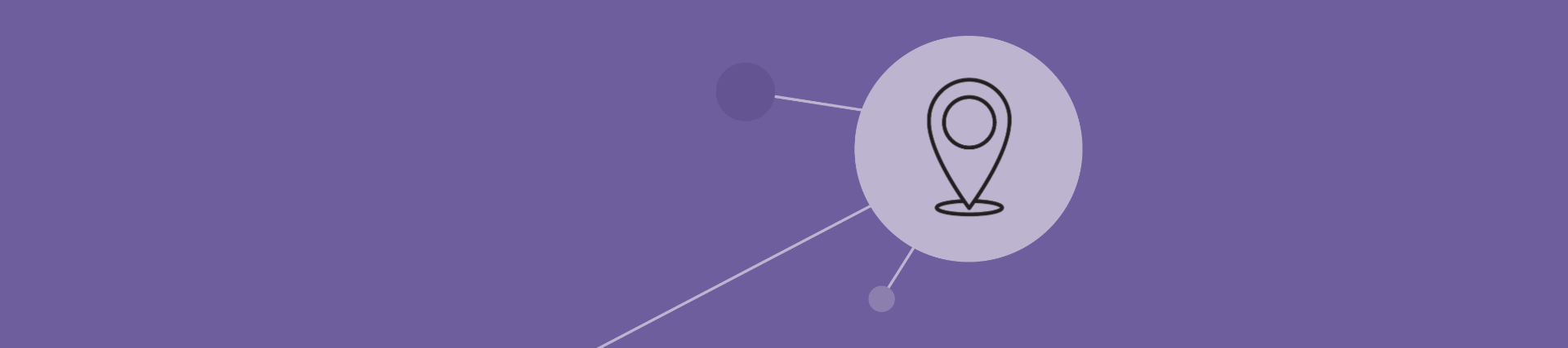 Purple tint banner with circles and location icon