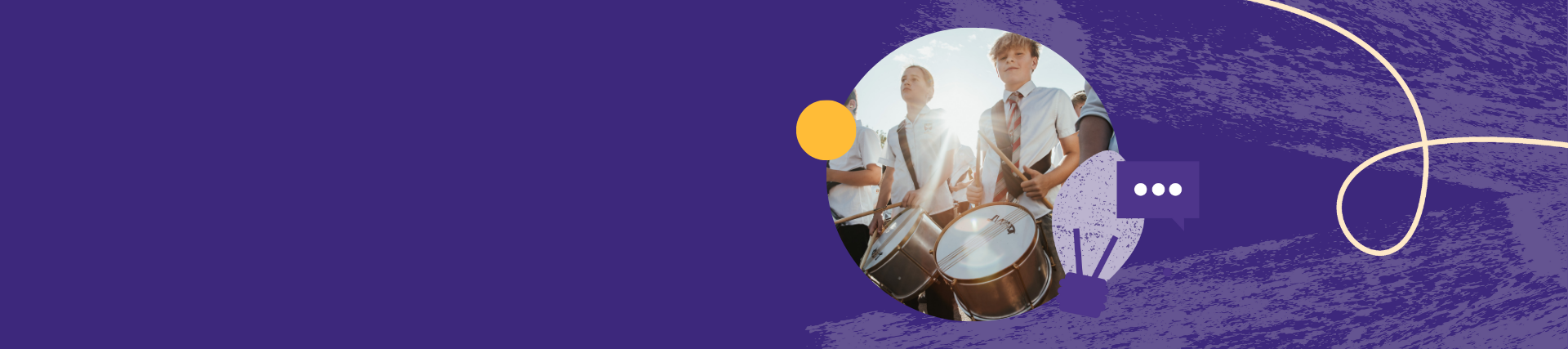 Children outside playing instruments -Malmesbury School