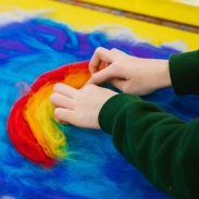 Rainbow painting artwork primary school children