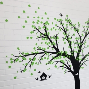 A tree painted onto a white wall 
